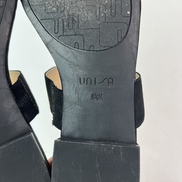Unisa Strappy Sandal Slide sz 8.5 Black Low Block Heel Slip on - Picture 6 of 8